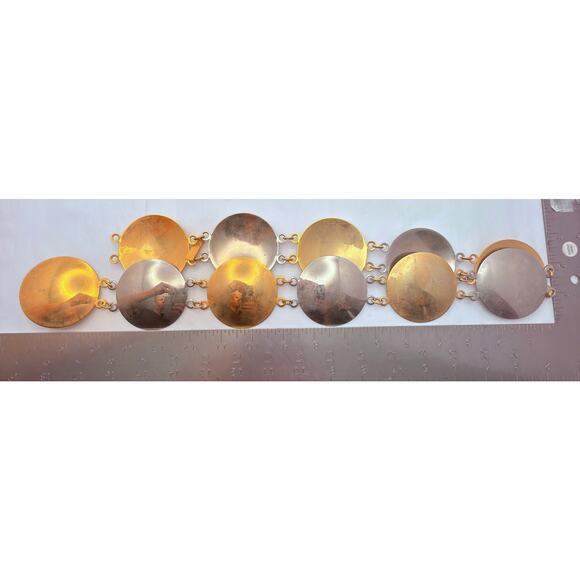 Vintage 1970s GIVENCHY Two-Tone Metal Disc Link Belt Statement Runway Piece - Picture 8 of 8